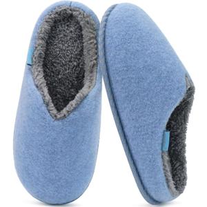 KuaiLu Womens Supportive Memory Foam Slippers Felt Fuzzy Lined Heel Cushion Lightweight House Shoes for Indoor Outdoor
