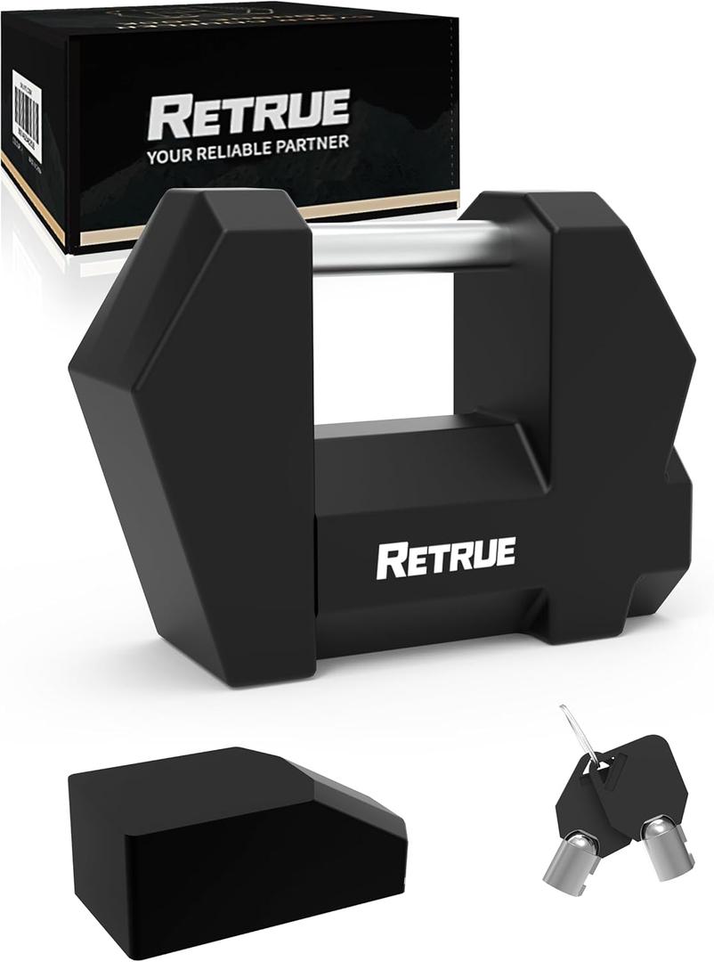 RETRUE Heavy Duty Trailer Coupler Lock  Upgraded Cyberlock with Extra Wide 1.2" Span & 1/4" Diameter, Anti-Theft Tongue Lock for RVs, Boats, Trucks, Trailers  Tow Hitch Security Accessory (Black)