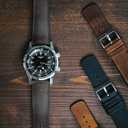 BARTON Leather and Rubber Hybrid Straps with Integrated Quick Release Spring Bars - 316L Stainless Steel - Choose Color - 18mm, 20mm & 22mm Watch Bands (Walnut & Black Buckle)