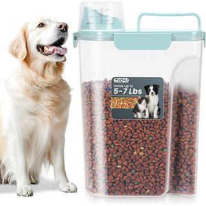 Upgraded Large Nozzle Cat Dog Food Storage Container BPA-free, Airtight Pet Food Storage Bin with 4 Lock Buckles, Sealing Gasket, Cup for Pet Food, Dog Treats, Rice, Flour, Dry-Blue
