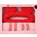 3 - Piece Headband and Clip Set,  Pack of 2, Red