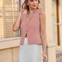 Yousify Womens Sweater Vest V Neck Button Down Crop Knit Tank Top Fashion 2025 Sleeveless Basic Cardigans (Pink)