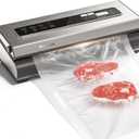 Vacuum Sealer Machine Powerful 90Kpa Precision 6-in-1 Compact Food Preservation System with Cutter, 2 Bag Rolls & 5 Pre-cut Bags, Widened 12mm Sealing Strip, Dry&Moist Modes (Silver)