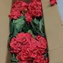 12 Bundles Artificial Geranium Fake Flowers for Outdoor UV Resistant, Outside Spring Red Flower Decoration for Home Kitchen Table Cemetery Garden Planter, Front Door Silk Faux Plants