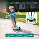 SereneLife Toddler Scooter, Adjustable Micro Scooter for Ages 2-5, Lightweight Kids 3 Wheel Design with LED Light-Up Wheels, Anti-Slip Deck & Lean-to-Steer Control, Indoor/Outdoor Use (Mint Green)
