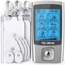 24 Modes Tens Unit Muscle Stimulator, Rechargeable Tens Machine with 8 Electrode Pads (American Gel), Electric Pulse Massager for Pain Relief Therapy(Silver)