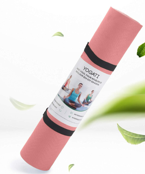 YOGATI Yoga Mat with Alignment Lines Exercise Mat with Carry Strap Pilates Mats for Yoga or Fitness Non-Slip Workout Mat Thick Yoga Mats for Women and Men Gym Mats for Home Yoga Mat Thick, Pink