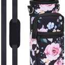 Fimibuke 32 oz Water Bottle with Sleeve - BPA Free Leakproof Sport Large 1L Plastic Motivational Water Bottle with Straw Strap & Insulated Neoprene Holder Carrier Bag Great Xmas Gift for Women Men