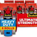 Scotch Heavy Duty Shipping and Moving Packing Tape, Clear, Packing and Moving Supplies, 1.88 in. x 22.2 yd., 6 Tape Rolls with Dispensers ( 2 rolls missing )