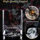 JBHO Hand Blown Crystal Double Old Fashioned Cocktail, Solid Whiskey Glasses, Rocks Glasses, Lowball Glasses - 12 Ounce - set of 2 - Perfect Size for Oversized Ice Cubes