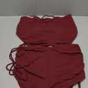 Women High Waisted Shorts Bikini Sets Tummy Control Swimsuit Two Piece Halter Drawstring Bathing Suit (X-Large, Wine)