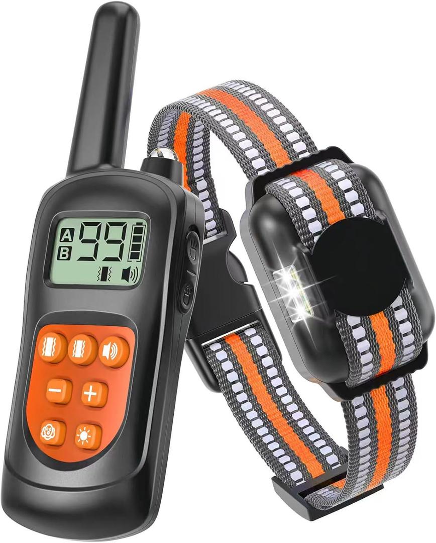 No Shock Dog Training Collar, 2025 Vibrating Dog Collar with Remote 2000ft, Beep and Vibration Collor for Dogs 10-120lbs, Rechargeable/Security Lock & Humane to Stop Bad Behaviors,Orange