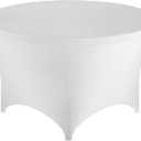 FestiCorp 72 Inch Round Spandex Table Covers 6ft Fitted Tablecloth for 6 Foot Tables, Stretch Wrinkle Free White Table Clothes for Party, Wedding, Birthday, Banquet, Vendor Stand