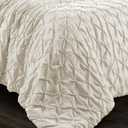 Lush Decor Ravello Pintuck Comforter Set - Luxe 5 Piece Textured Bedding Set - Traditional Glam & Farmhouse Inspired Bedroom Decor - Full/ Queen, Ivory