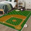 Baseball Rug for Boys Bedoom: 3x5 Non-Slip Sport Area Carpet for Kids Room or Living Room Decor