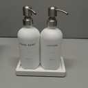 Prus Waso White Soap Dispenser Bathroom Set, Hand and Lotion Dispenser with Pump, Perfect for Bathroom Essentials for New Home. (Silver & White)