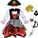 Costumerry Girls Pirate Costume for Halloween Kids Dress Up, 5-7Y