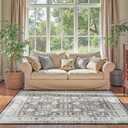 jinchan Vintage Area Rug 4x6 Dining Room Washable Floral Oriental Accent Distressed Indoor Doormat Small Non Slip Soft Lightweight Rug Retro Carpet for Kitchen Home Office Bedroom Living Room Grey