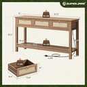 SUPERJARE Rattan Console Sofa Table with Outlets and USB-C Port, 3 Drawer Entryway Table with Synthetic Rattan Surface, Open Shelf, Behind Couch Entry Foyer Hallway Storage, Brown (11"D x 47.2"W x 31.5"H)