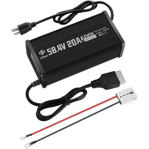 48V 20A LiFePO4 Battery Charger 58.4V Lithium Battery Smart Charger with Anderson Connector and Anderson to M8 Adapter Cable,for Lithium LiFePO4 Deep Cycle Rechargeable Batteries of Car Truck Boat RV