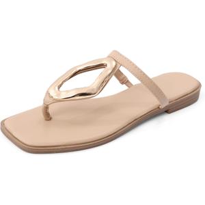 Shoe'N Tale Women's Flip Flops Slip On Square Open Toe Slides Sandals for Summer