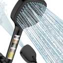 MakeFit Filtered Shower Head with Handheld, 7 Modes High Pressure Handheld Showerhead with Filters, Detachable Shower Heads Water Softener Filters Beads for Hard Water - Remove Chlorine & Heavy Metals (Black)