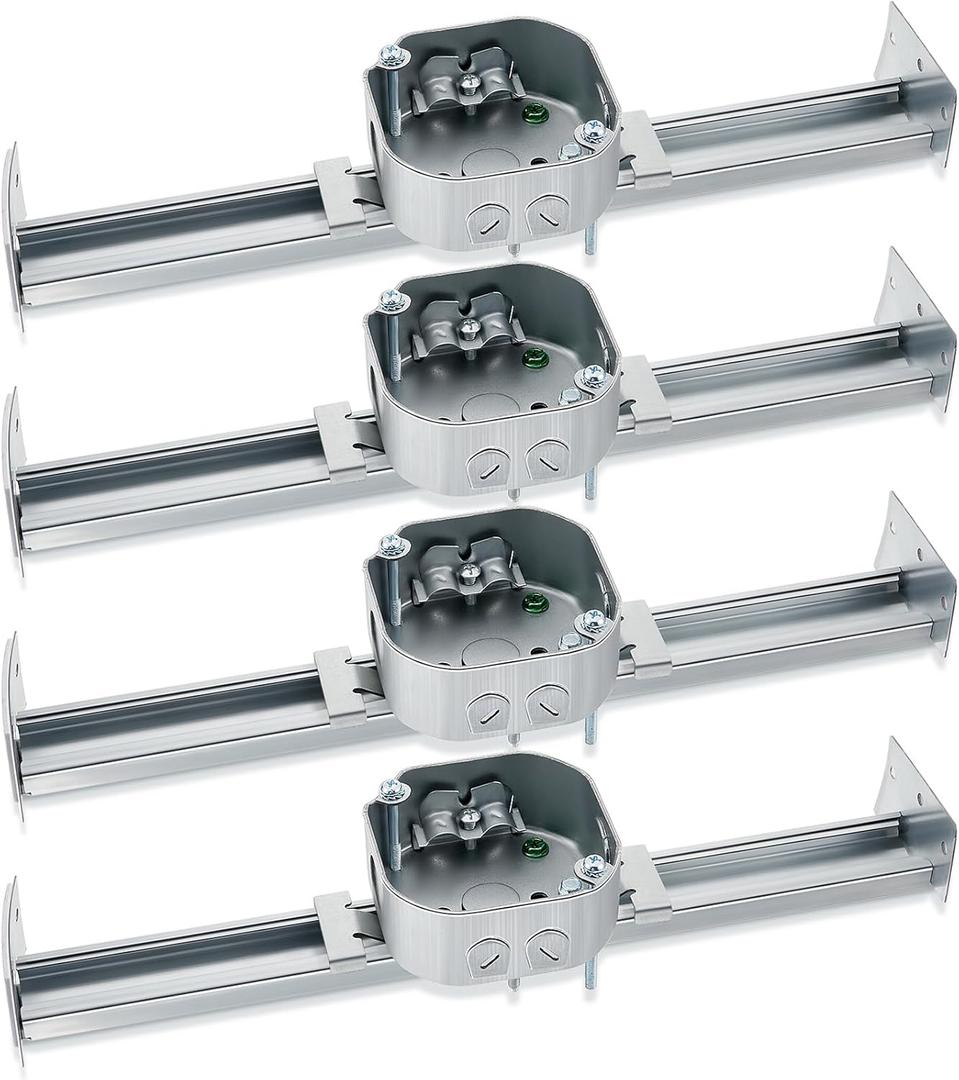 Therwen 4 Pieces Adjustable Fan Electrical Box Brace for Ceiling Fans and Light Fixtures Ceiling Fan Mounting Bracket, 14.2 Inches in Length