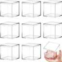 Blulu 8 Pcs Clear Acrylic Box with Lid Plastic Jewelry Mini Storage Box Mini Cube Containers for Candy and Tiny Jewelry Easter Party Favor(3.3 x 3.3 x 3.3 Inch,Classic Style)