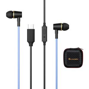 Air Tube Headphones USB C Headphones Wired for iPhone 16 15, Type C Earbuds Earphones with Microphone Noise Cancelling for iPad,Google Pixel 8 7 6A 5 Samsung-Not for 3.55mm and Lightning Connector (Blue)