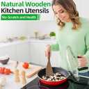 Ecavria 2PCS Wooden Spatula, 12.8IN Wooden Flat Frying Spatulas, Long Handle Wood Turner for Non-Stick Cookware, Natural Wood Cooking Utensils, Healthy, Sturdy & Heat-Resistant