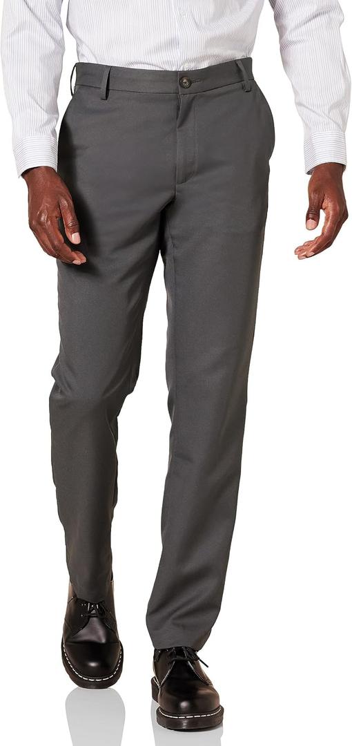 Amazon Essentials Men's Slim-Fit Flat-Front Dress Pant (Gray)