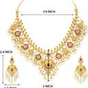 Aheli Beautiful Wedding Wear Indian Laxmi Goddess Faux Stone Studded Floral Design Crafted Necklace Earrings Set Ethnic Fashion Jewelry Gift for Women