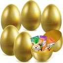 6 PCS Large Golden Easter Eggs, 6" Jumbo Metallic Easter Eggs for Easter Egg Hunt, Empty Eggs for Filling Treats, Fillable Surprise Eggs Bulk, Basket Stuffers Fillers, Easter Basket Essentials