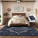 nesrt Boho Vintage 5x7 Area Rug, Low Pile Large Living Room Rugs Washable Non Slip, Soft Faux Wool Thin Printed Carpet for Bedroom Dining Room Laundry Office, Retro Area Rug Indoor Decor (Navy Blue)