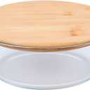 Homaisson Extra Large Glass Salad Bowl with Lid, 1300ml Round Glass Serving Bowl with Bamboo Lid, Microwave Safe, Dishwasher Safe, Airtight Sealing, Ideal for Fresh Salads and Desserts
