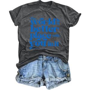 Down Syndrome Awareness Shirt Women Down Right Perfect Shirt Love Heart Ribbon Tee Inspirational Saying Tops (Gray)