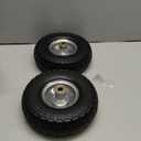 4.10/3.50-4" Flat Free Tire and Wheel, 10" Heavy Duty Solid Tire, 5/8" Axle Bore Hole, 2.2" Offset Hub, for Hand Truck Garden Cart Wagon Trolley Dolly Replacement, 2 Pack