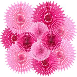 SUNBEAUTY Hanging Honeycomb Paper Fans, 12Pcs Hot Pink Hanging Tissue Paper Flowers Party Decorations for Wall, Pink Birthday Paper Decor for Baby Shower, Graduations, Bachelorette, Wedding, Room (Wd-rose Pink)