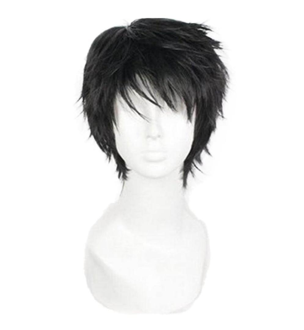 OYSRONG Men Short 11.81''/30cm Black Curly Wig, Multifunction Fluffy Layered Frizzy Cosplay Heat Resistant Fibre Wig