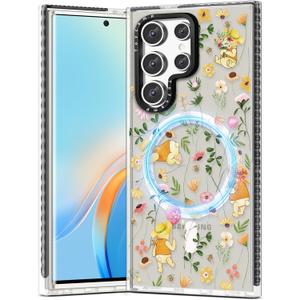 Toycamp for Samsung Galaxy S25 Ultra Case - Compatible with MagSafe Women Girls Cute Phone Cover Magnetic with Shockproof Protective Girly Aesthetic Designer for Samsung S25 Ultra Case, Cartoon Floral