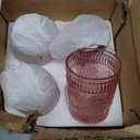 4 Pack Romantic Water Glasses-10.5 OZ Pink Vintage Drinking Glasses Tumblers for Whisky, Beer, Juice, Beverages, Cocktail, 4 Count