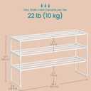 SONGMICS Shoe Rack, 3-Tier Shoe Organizer, Metal Storage Shelf, Upright or Upside Down, for 16-20 Pairs, Stackable, for Entryway, 11.8 x 36.2 x 21.7 Inches, Pearl White ULSA303W03