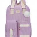 MATEIN Laptop Backpack,15.6 Inch College Backpacks School Computer Bookbag | Kawaii College Corduroy Laptop Messenger Bag, TSA Lightweight Travel Daypack, Gifts for Teens Girls Kids Students, Purple