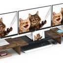 WESTREE Triple Dual Monitor Stand Riser, Extra Long Monitor Stand for 1~2~3 Monitors, Monitor Stand with Length and Angle Adjustable, 3 Shelf Desktop Storage Riser for Monitor Computer Screen Laptop (brown)