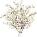 Sggvecsy Artificial Cherry Blossom Flowers 4 Pcs Faux Cherry Blossom Stems Faux Silk Cherry Blossom Branches 41 Fake Flowers Long Stems for Vase Arrangements Home Wedding Table Decor (White)