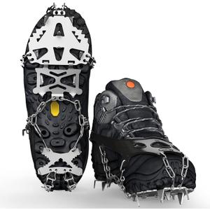 Crampons Ice Cleats Traction Snow Grips for Hiking Boots and Shoes, Shoe Spikes for Men Women Kids, Anti-Rust, Safe Protect for Walking on The Ice, Snow and Mud
