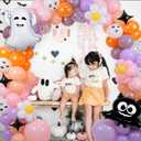 Halloween Balloon Arch Kit Pink, 18" 10" Balloons with Ghost Bat Foil Balloons for Halloween Baby Shower Decorations Happy Boo Day Party Supplies Outdoor Indoor Decors