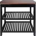Casual Home Kitchen Island with Solid American Hardwood Top, Walnut&black