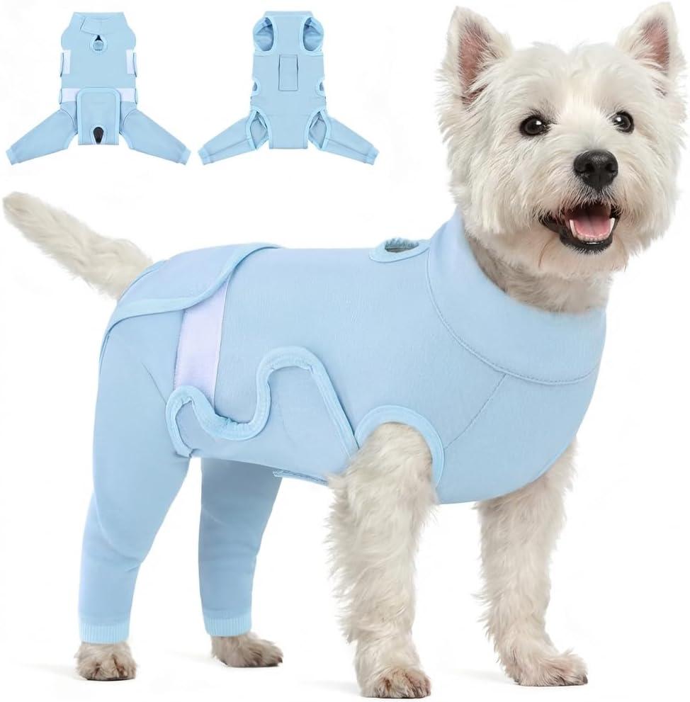 KOESON Soft Dog Recovery Suit for Back Legs, Adjustable Dog Surgery Recovery Suit with Durable Hook &Loop, Puppy Rear Leg Sleeve to Stop Licking, Surgery Onesie for Small Dogs Female Male, XS