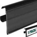 Fulmoon 1 Pcs 27 x 1.26 Inch Wire Shelf Label Holder Strip Price Tag Black Back Plastic Label Holder with Clear PVC Cover Black Back for Refrigeration Cases Cooler Shelf